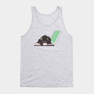 cat sleeping on laptop Tank Top